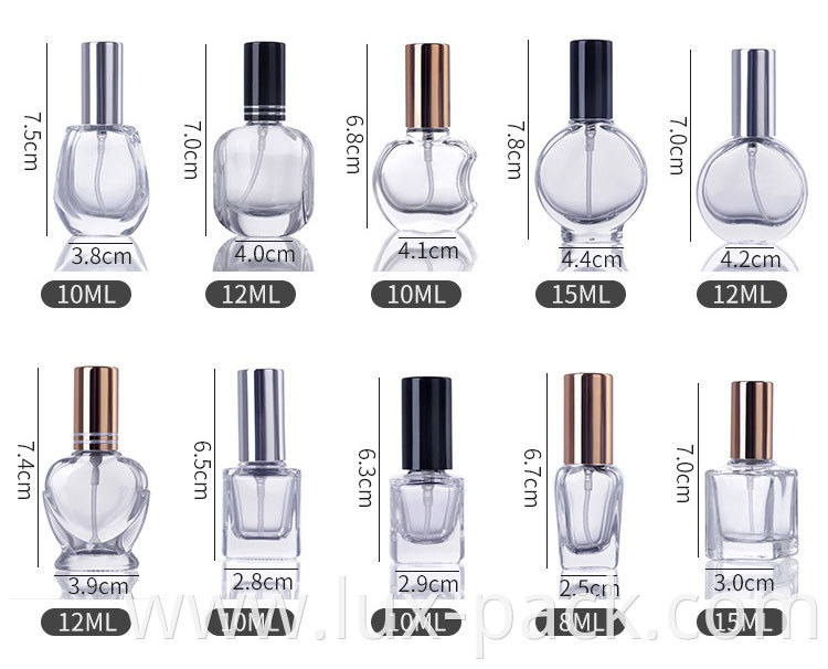 Empty 1.5ml 2ml 2.5ml clear mini atomizer mist vial sample spray glass perfume bottle